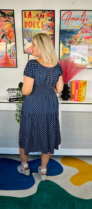 Lavender Lush Polka Dot Dress - Navy