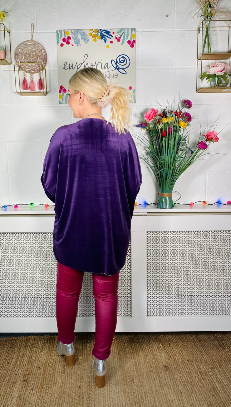 Angelina Velvet Heart Top - Purple