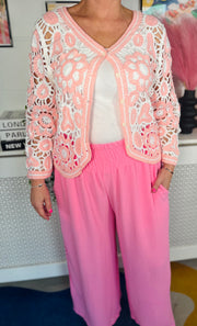 Flash Pop Crochet Cardigan - Baby Pink