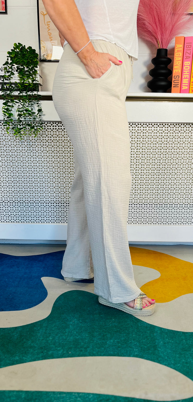 Cool Comfort Waffle Trousers - Natural