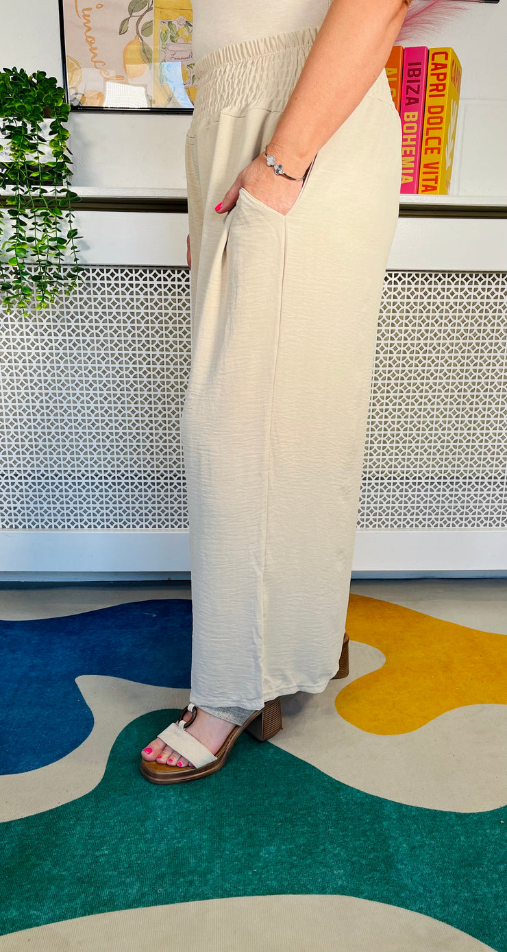 Suella Wide Leg Trousers - Natural