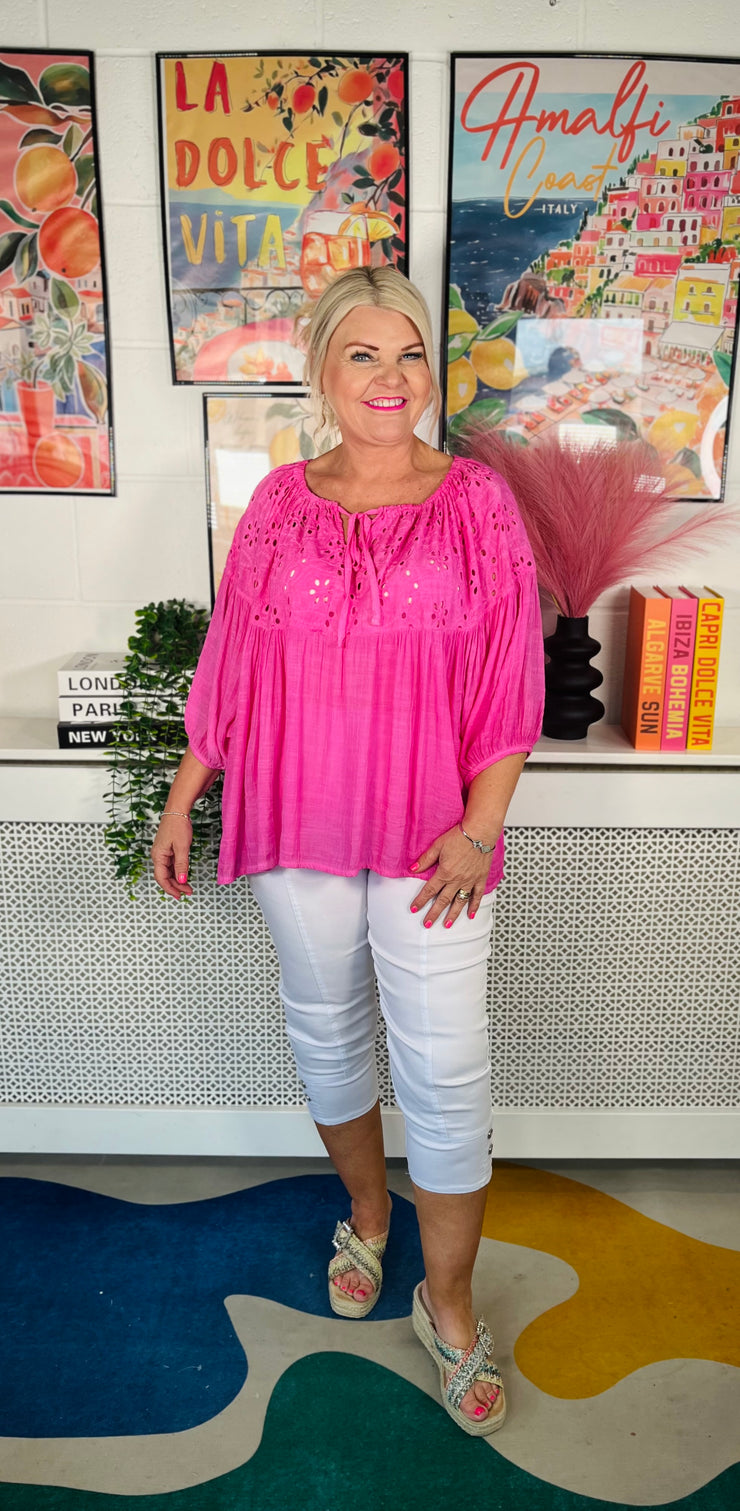Soft Whisper Bardot Top - Lipstick Pink