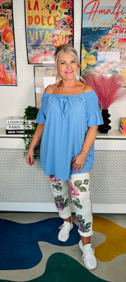 Sugar Rush Ruffle Sleeve Top - Baby Blue
