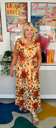 Summer Haze Floral Dress - Natural