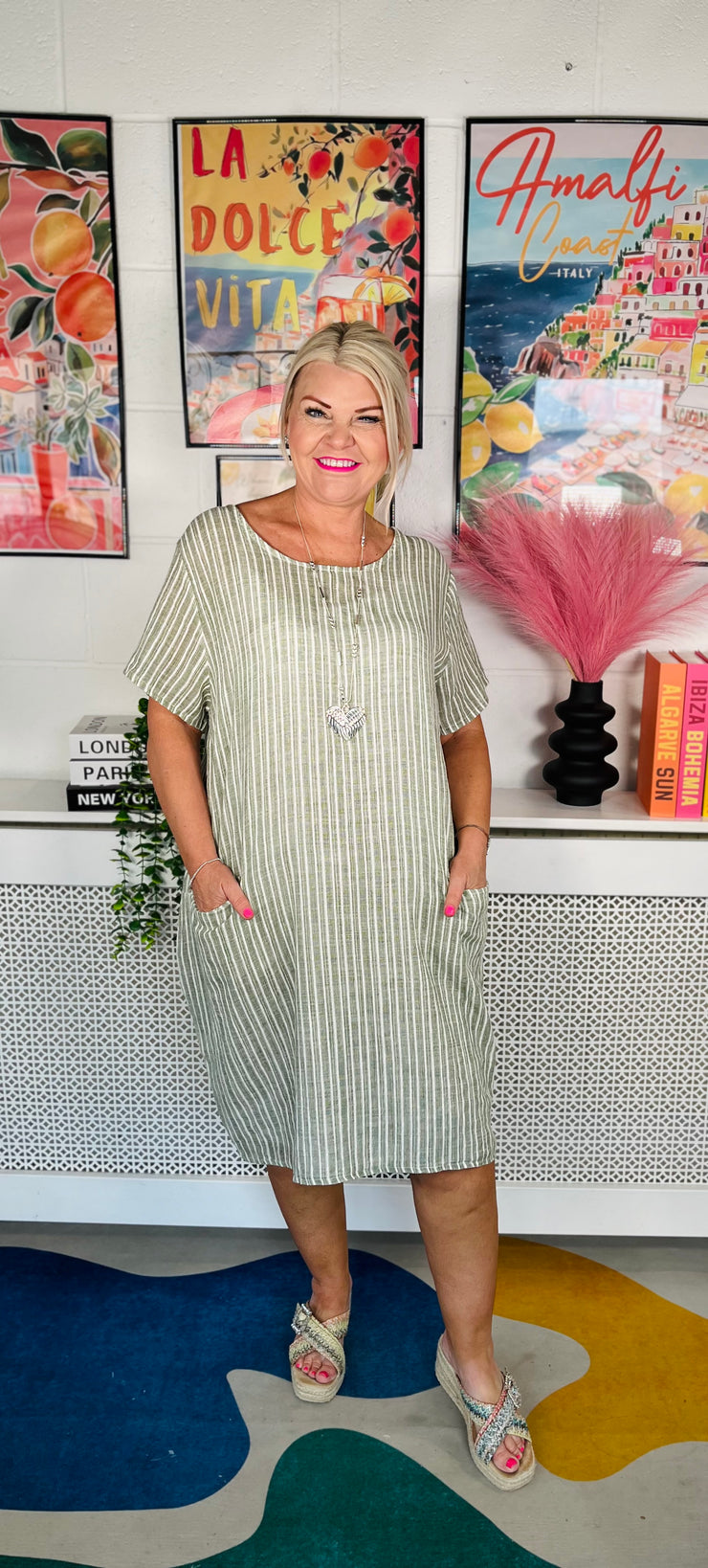 Easy Go Cotton Dress - Olive Green