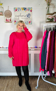 Edinburgh Knitted Dress - Lipstick Pink