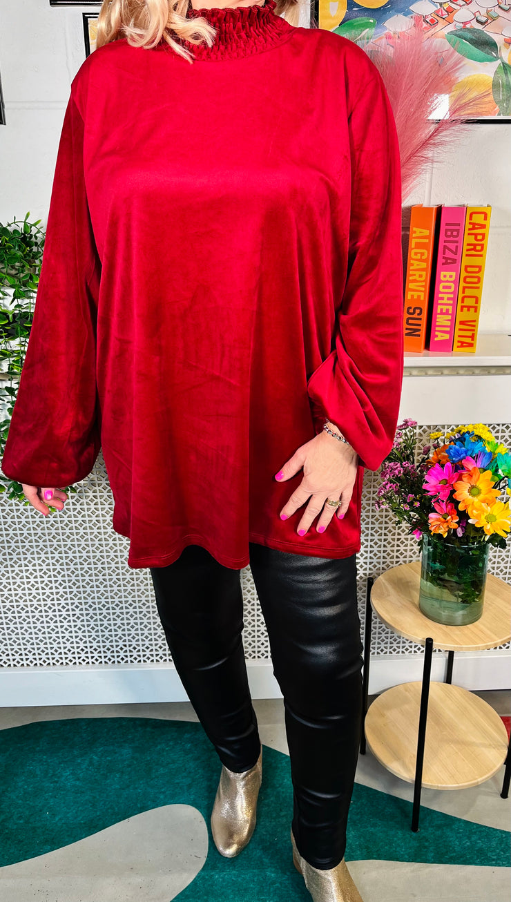 Sinead Velour Top -  Maroon