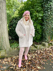 Diva Faux Fur Glamour Coat - Natural