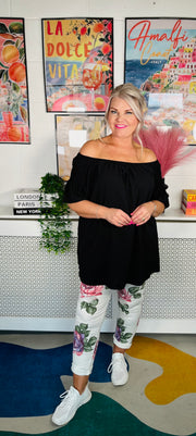 Sugar Rush Ruffle Sleeve Top - Black