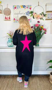 Farah Longline Star Cardigan - Navy
