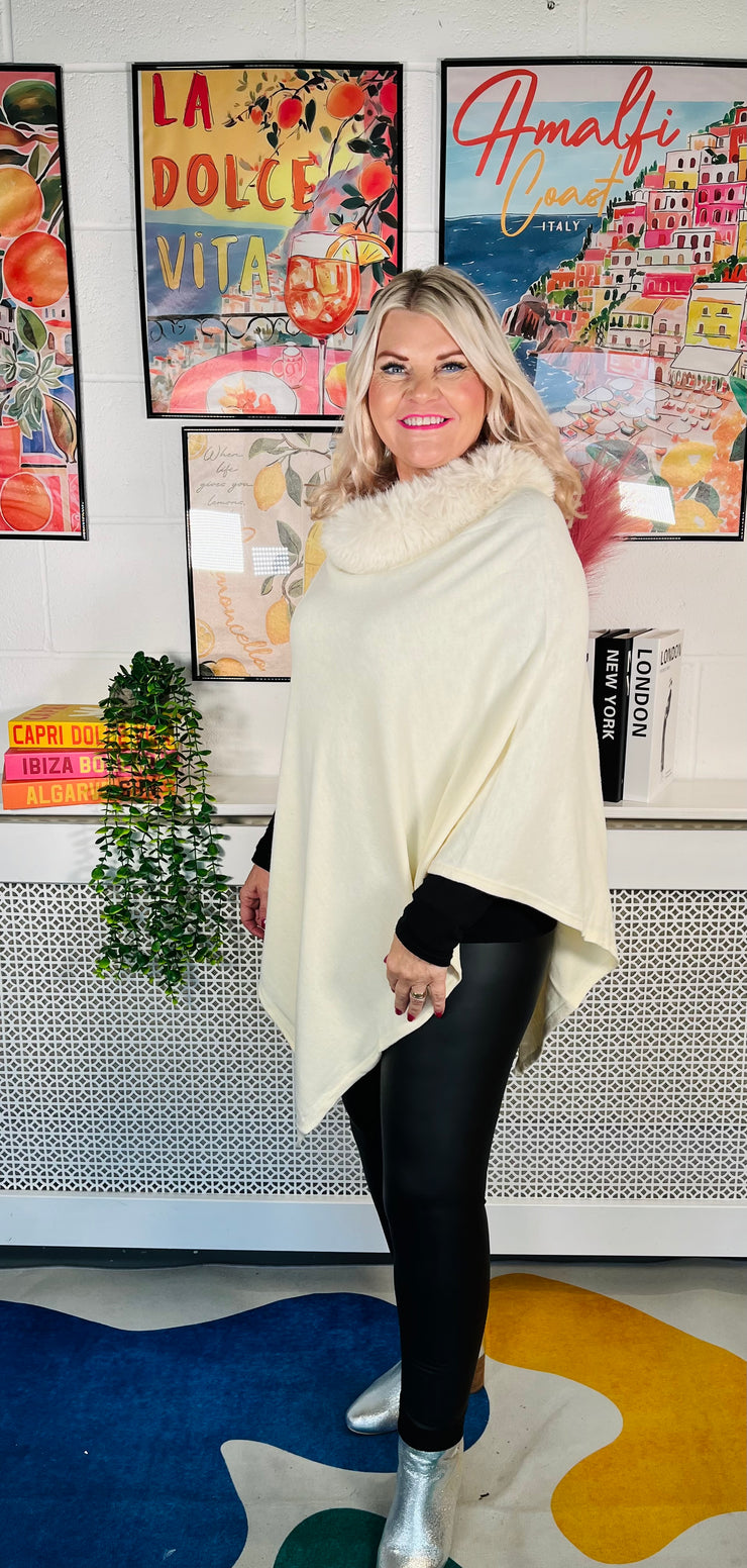 Radiant Winter Poncho - Winter White