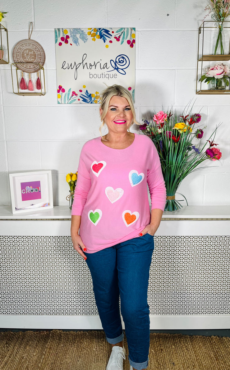 Candy Hearts Sweater - Baby Pink