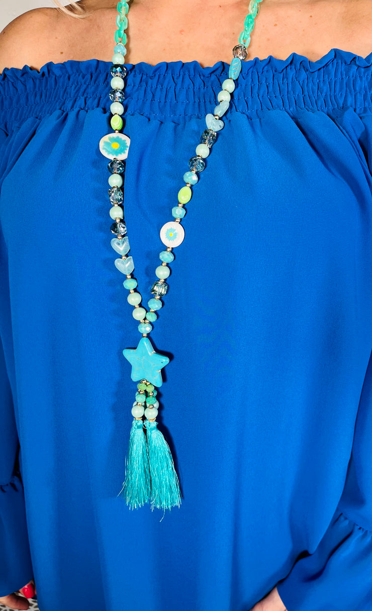 Turquoise deals tassel necklace