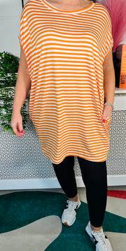 Coastal Stripes Tunic Top - Orange