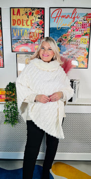 Elsa Faux Fur Poncho - Winter White