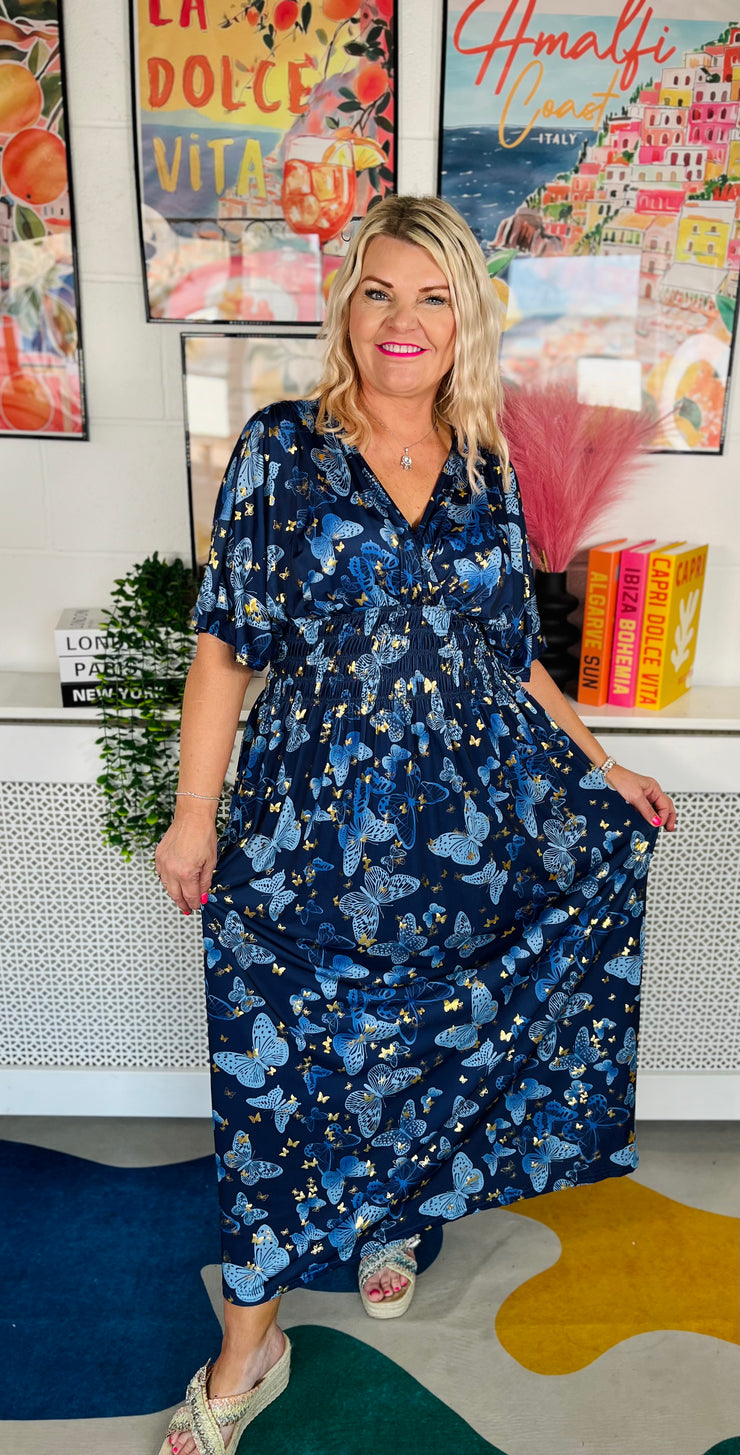 Dancing Wings Maxi Dress - Navy