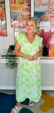 Tropical Sunrise Maxi Dress - Neon Green