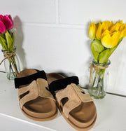 Colour Block Slip On Sandals - Natural