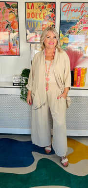 Suella Wide Leg Trousers - Natural
