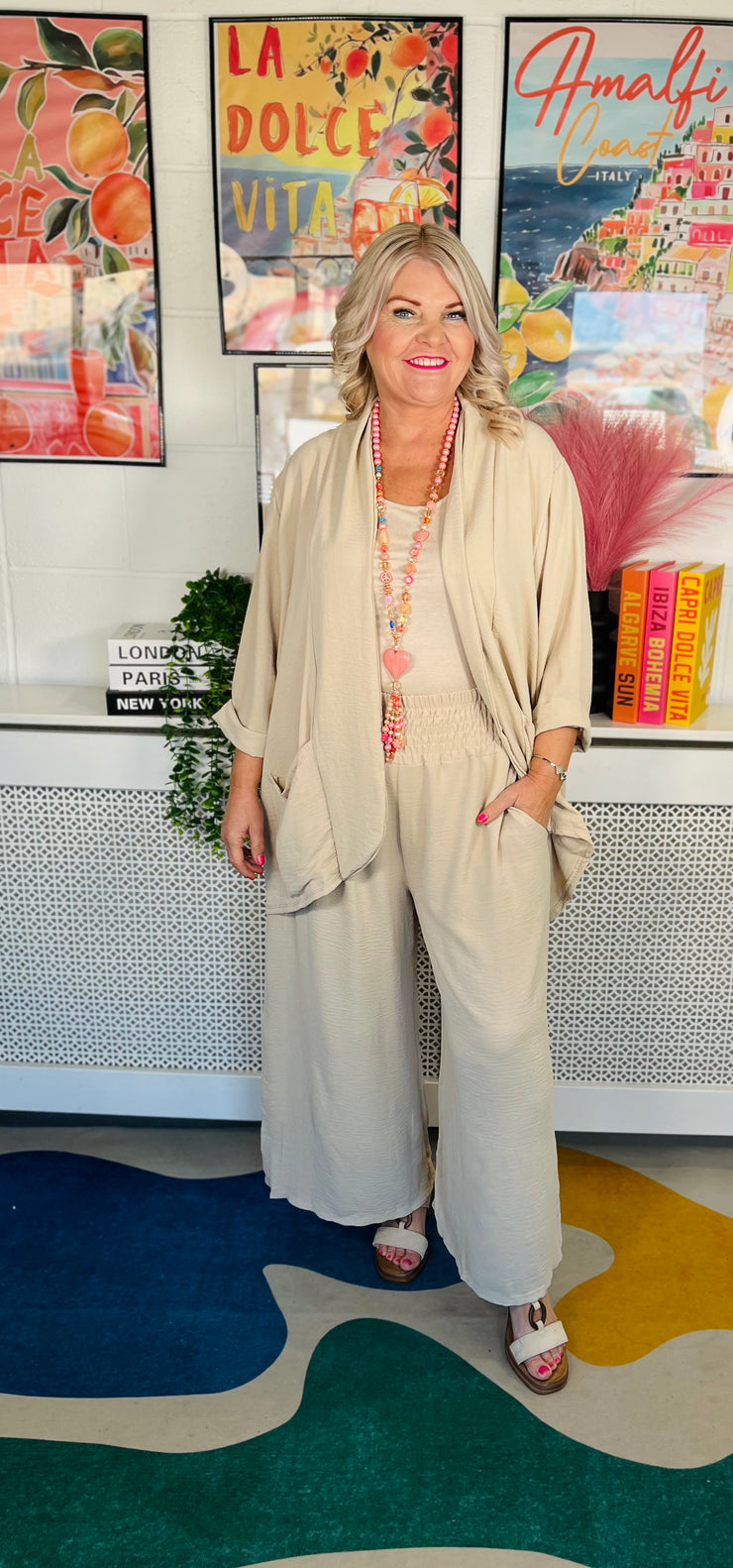 Suella Wide Leg Trousers - Natural
