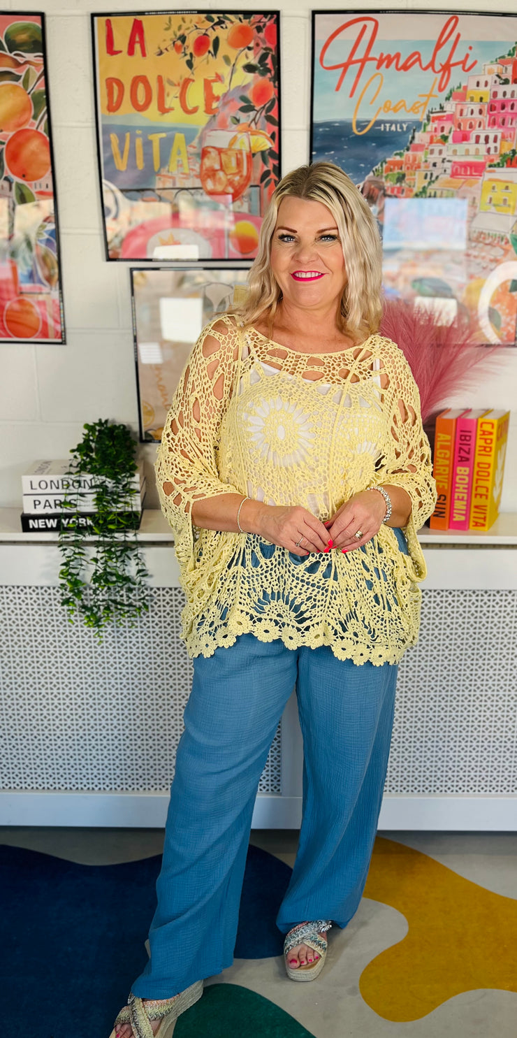 Seashell Crochet Top - Lemon