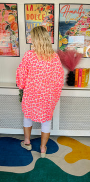 Neon Flare Animal Print Top - Hot Pink