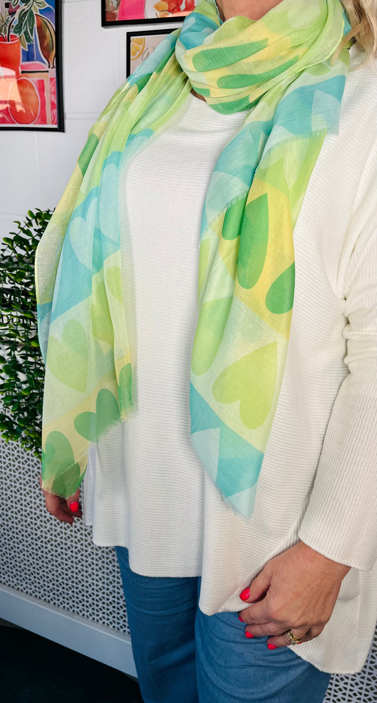 Vivid Heart Colourful Scarf/Shawl - Green