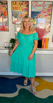 Sweet As Candy Midi Dress - Meadow Green