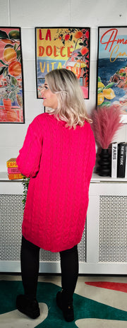 Edinburgh Knitted Dress - Lipstick Pink