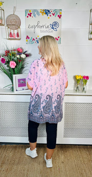 Dawn Paisley Tee With Scarf - Baby Pink