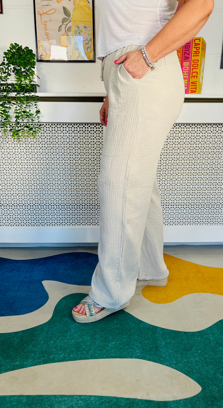Cool Comfort Waffle Trousers - Natural