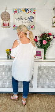 Clarice Cold Shoulder Top - White