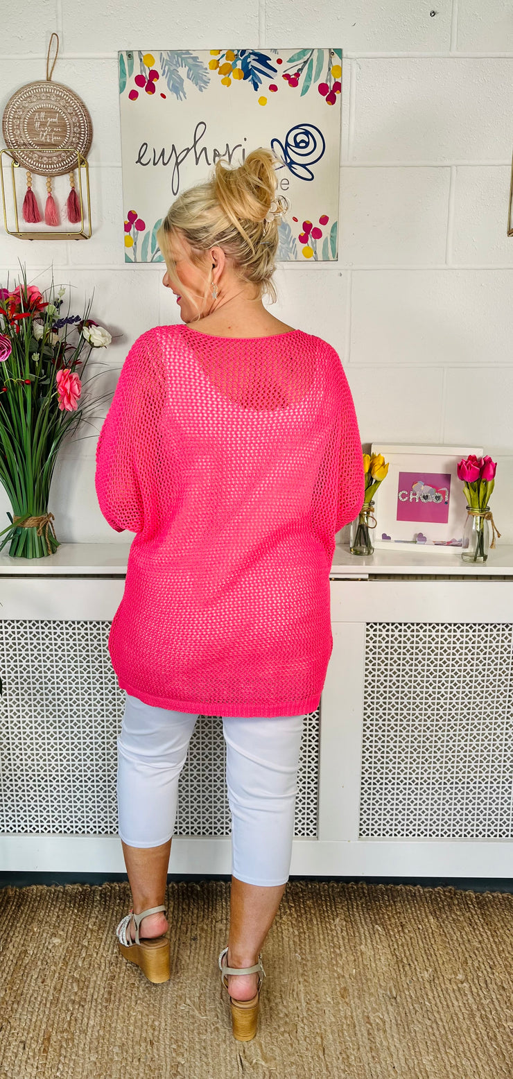 Haven Crochet Knit - Hot Pink