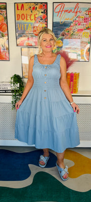 True Blue Midi Dress - Light Denim