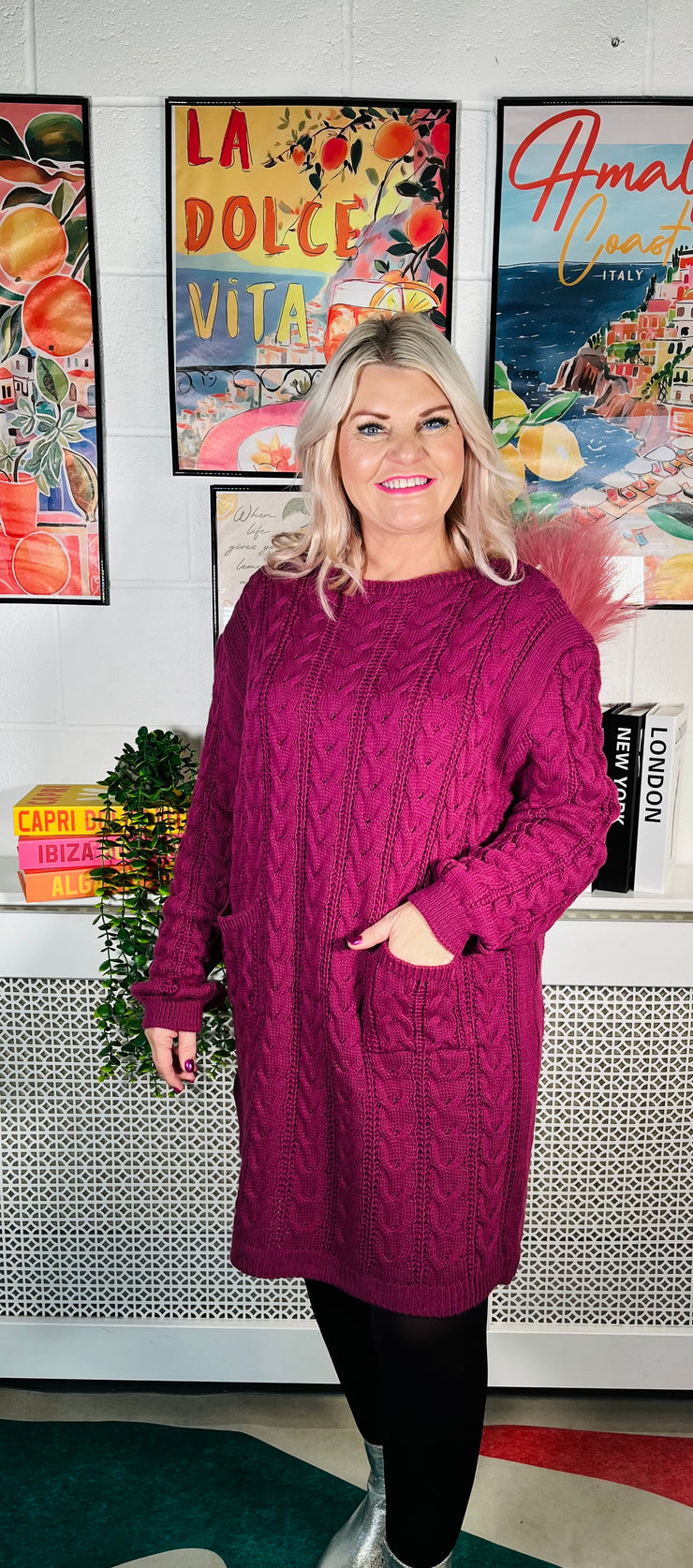 Edinburgh Knitted Dress - Plum