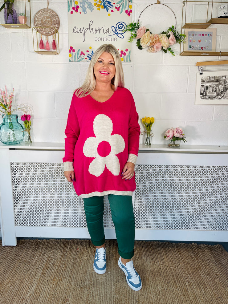 Cosy Bloom Knit - Hot Pink
