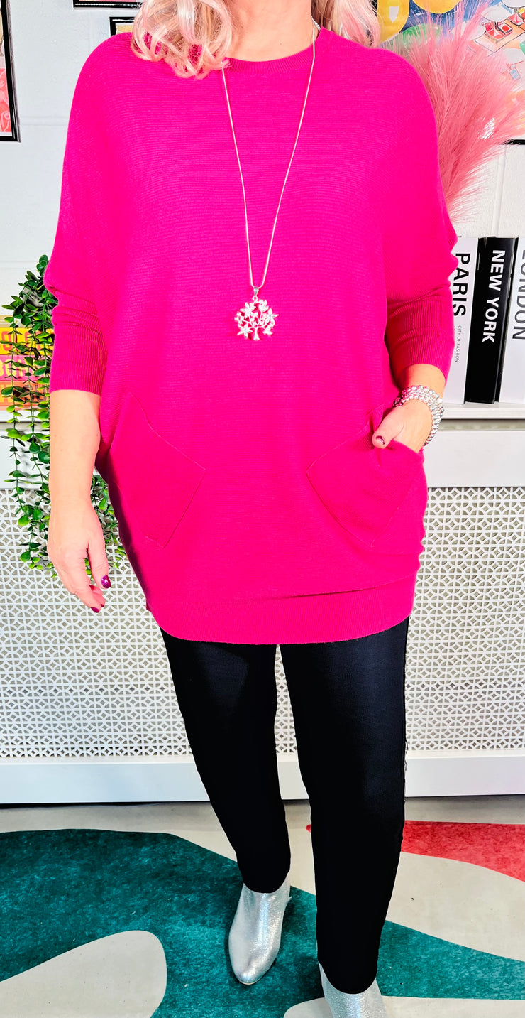 Ollie Ribbed Knit - Hot Pink