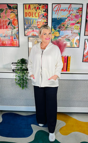 Eleanor Grace Zip Up Hoodie - Vanilla
