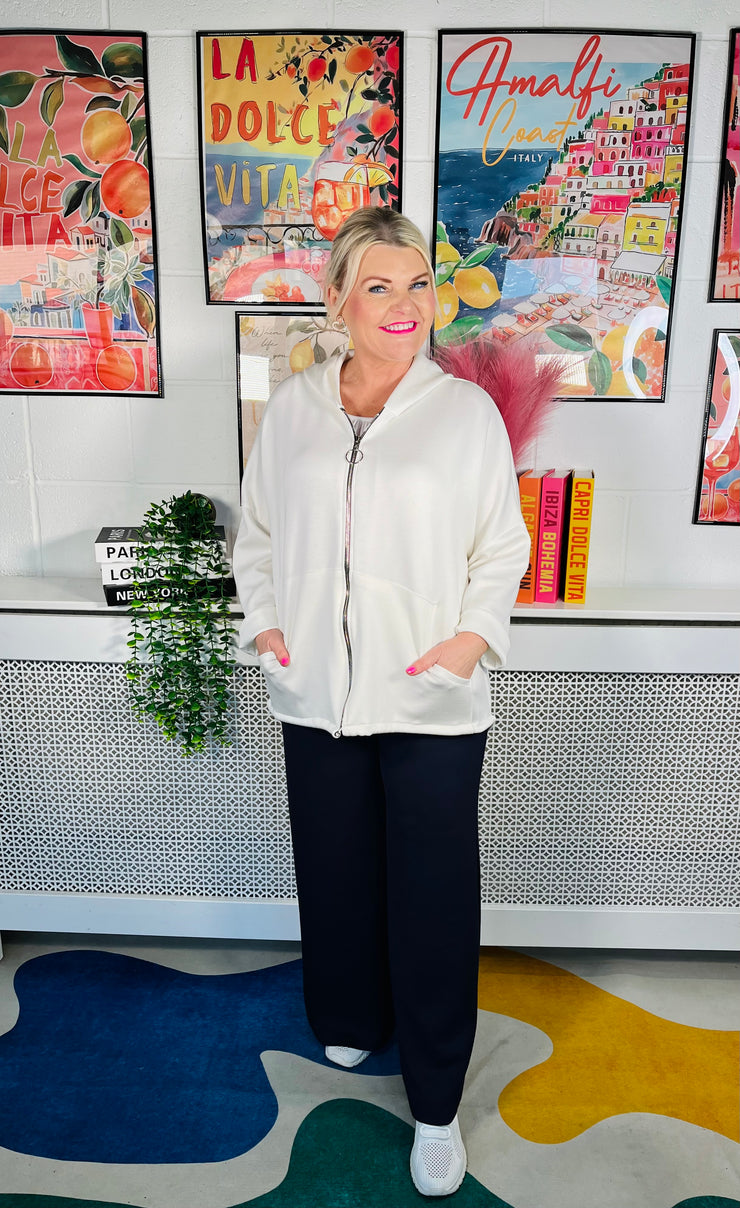 Eleanor Grace Zip Up Hoodie - Vanilla