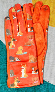 Cute paws dog print gloves