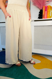 Suella Wide Leg Trousers - Natural