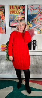 Edinburgh Knitted Dress - Red