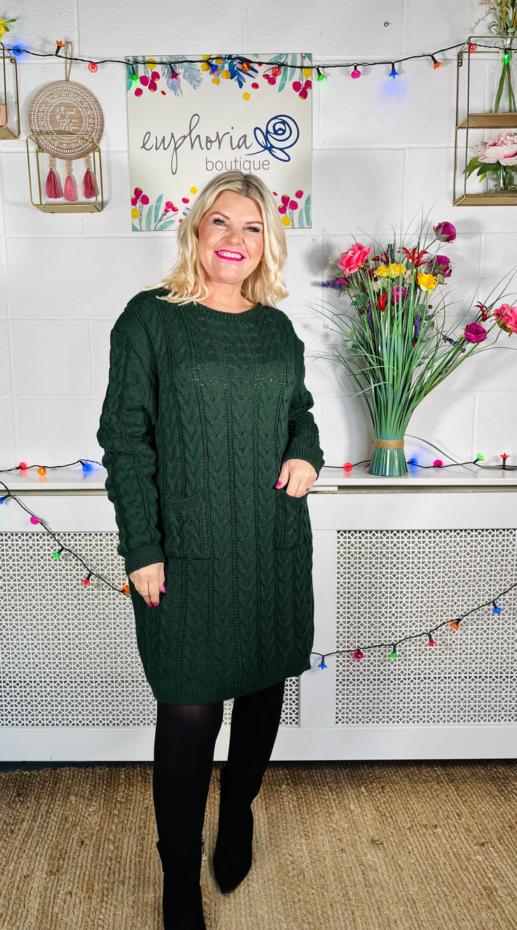 Edinburgh Knitted Dress - Bottle Green