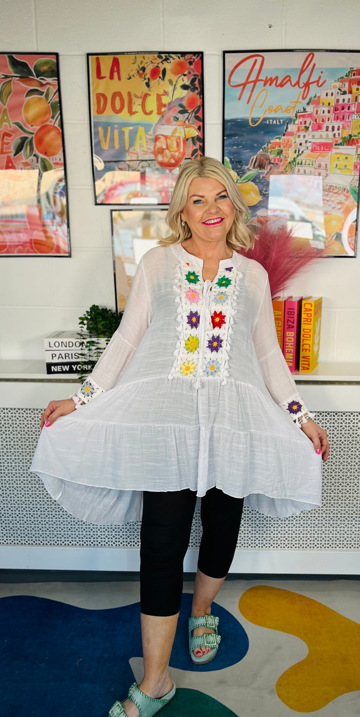 Fiesta Tunic Dress - White