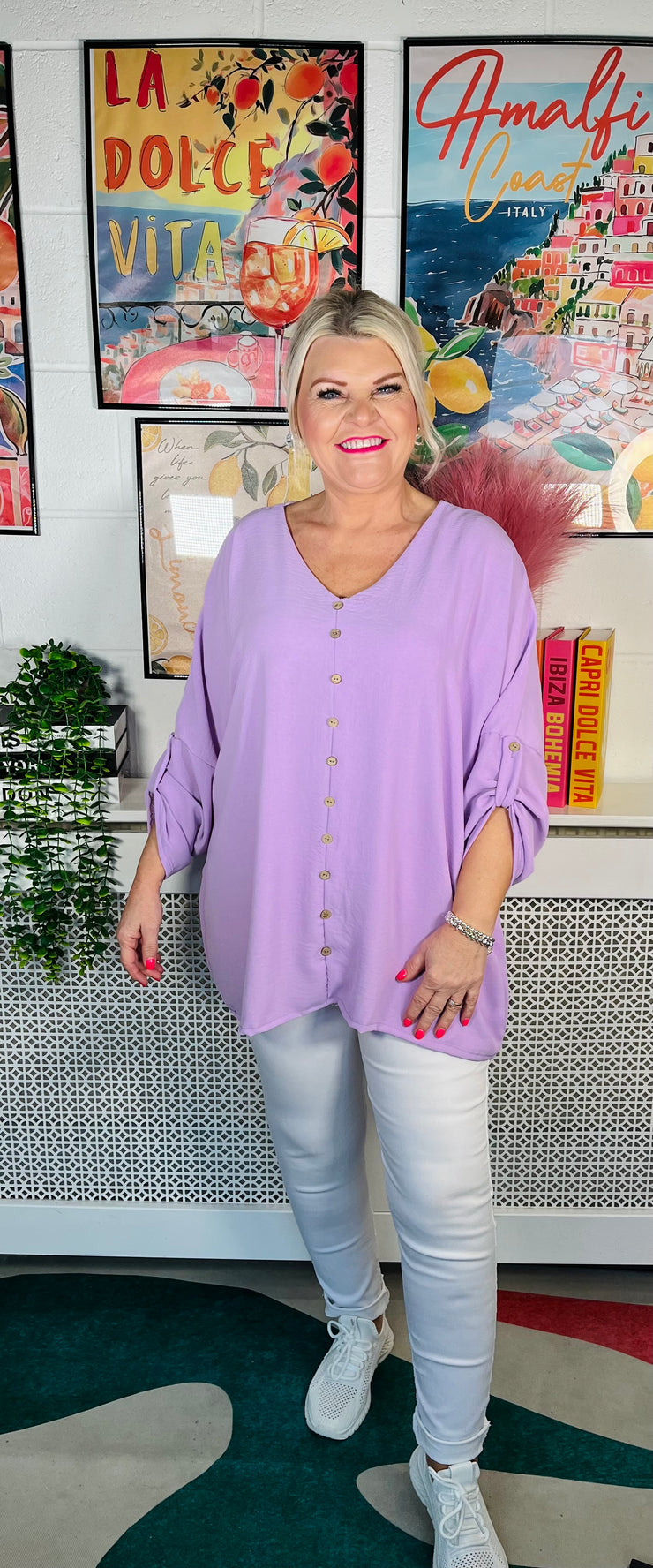 Yazz Button Top - Lilac