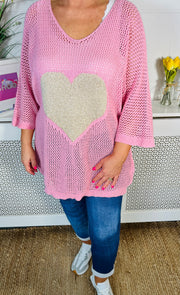 Natasha Heart Crochet - Baby Pink