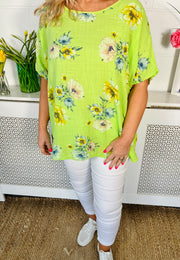 Shelley Cotton Tee - Lime Green