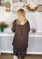 Amelia Grace Pocket Sweater - Chocolate