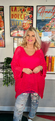 Betty Crochet Over Top - Hot Pink