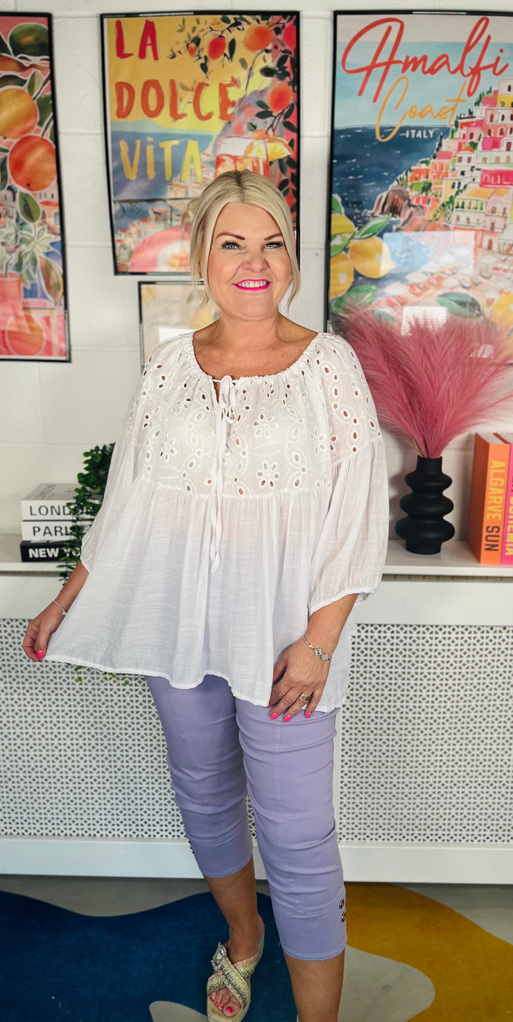 Soft Whisper Bardot Top - White